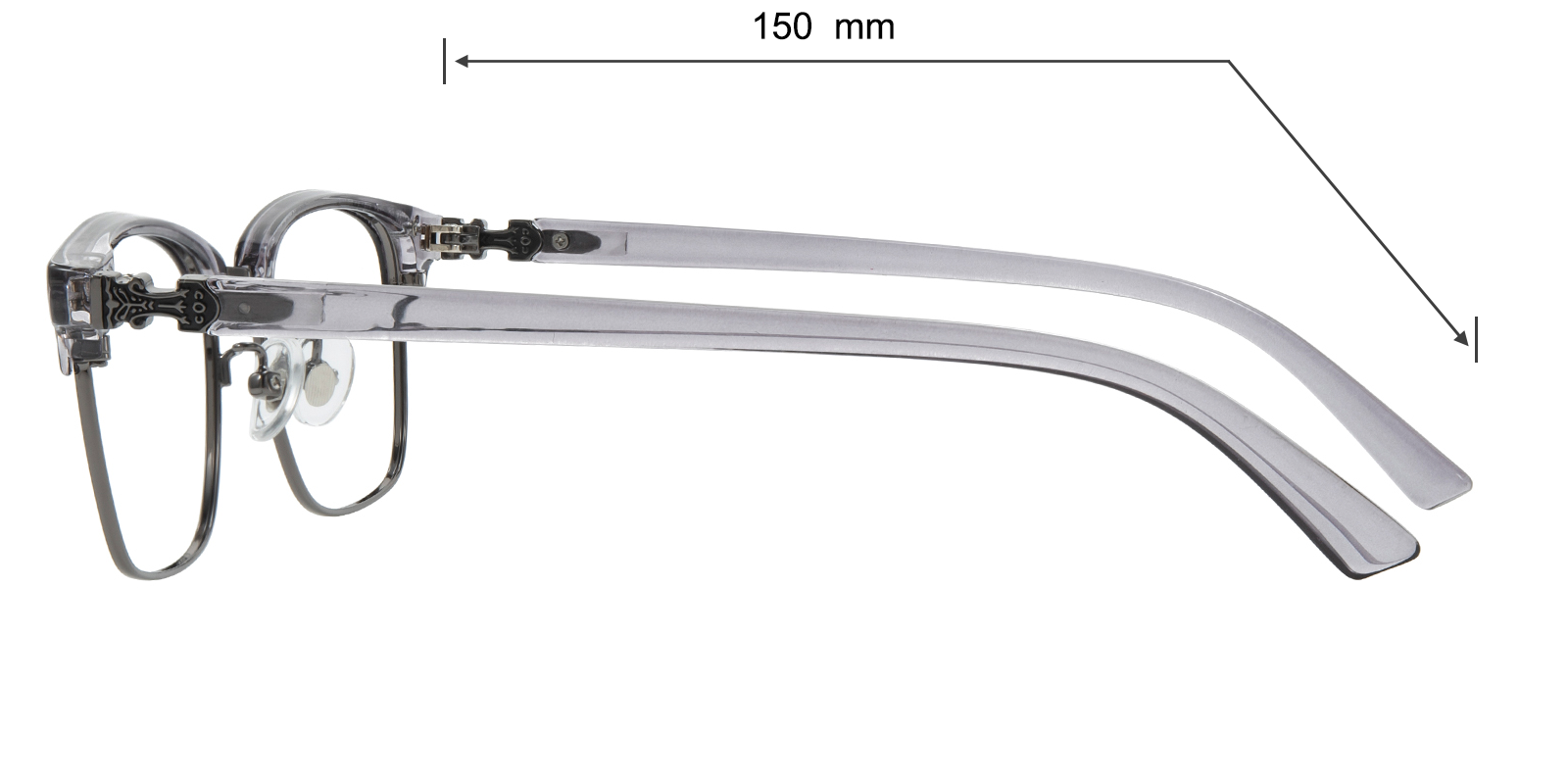 Libra Rectangle/Browline Gray/Gunmetal Eyeglasses | GlassesShop