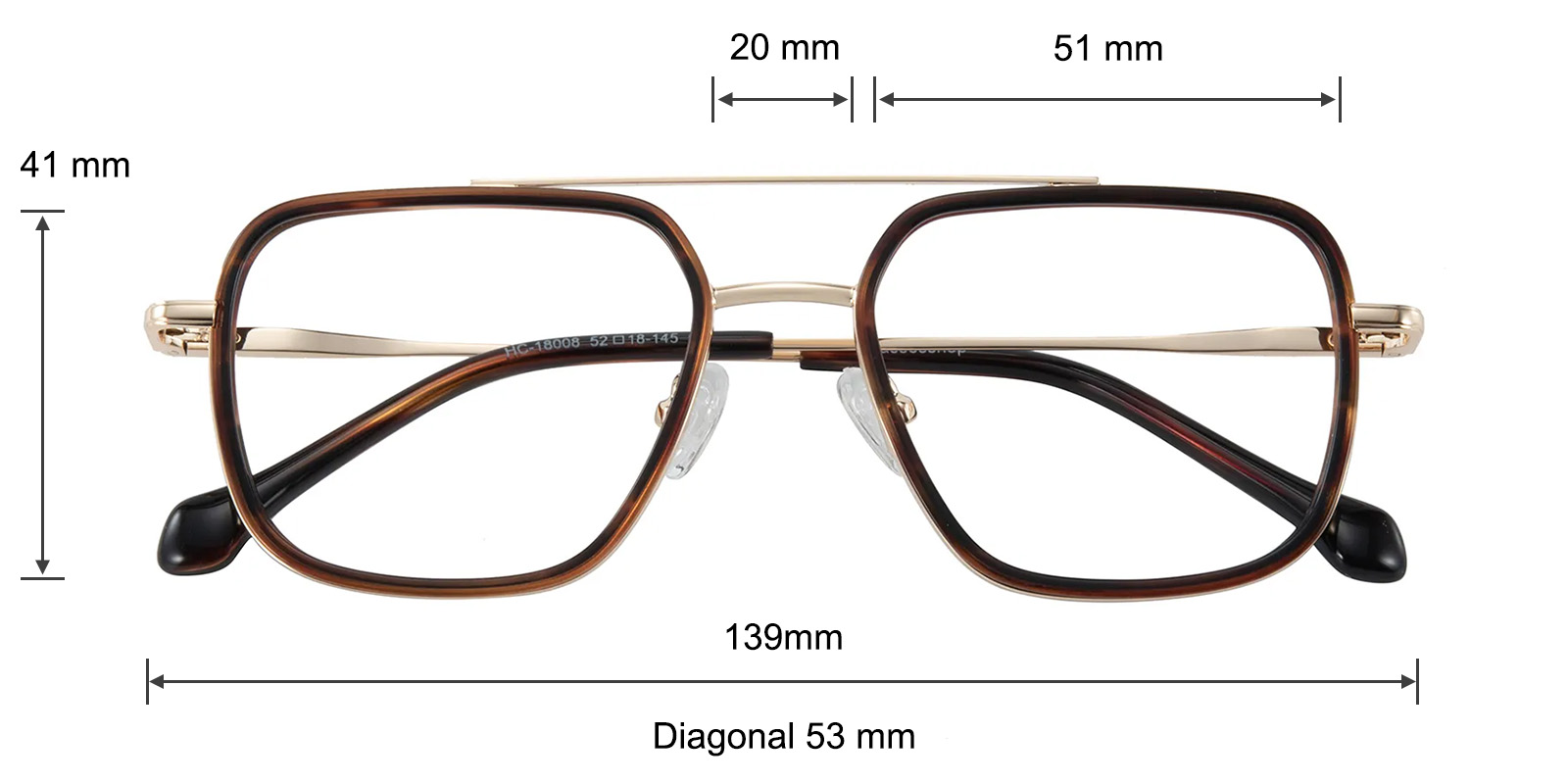 Smedley Square,Aviator Golden/Striped Photochromic Glasses