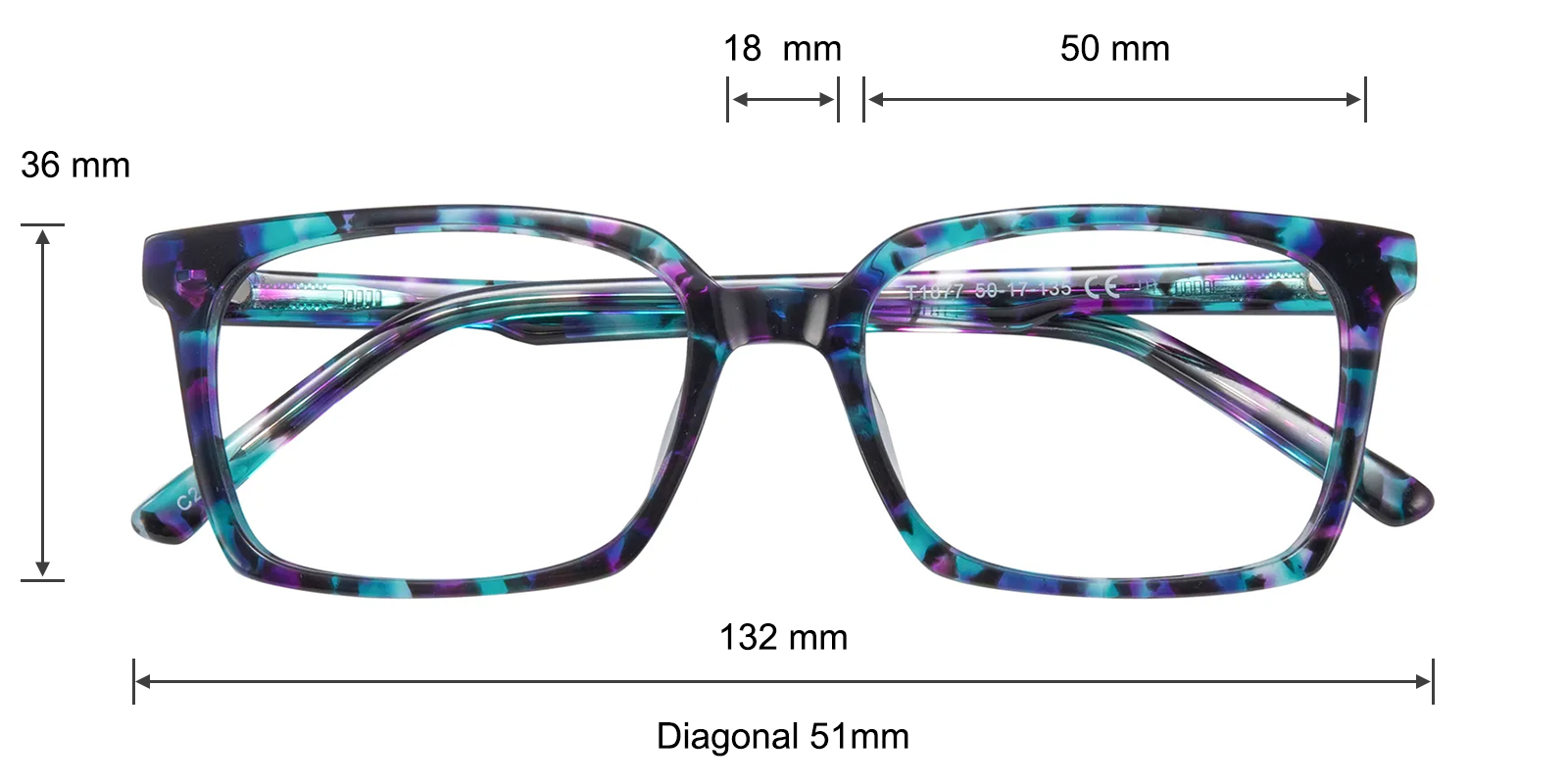 Afra Rectangle Purple Floral Eyeglasses | GlassesShop
