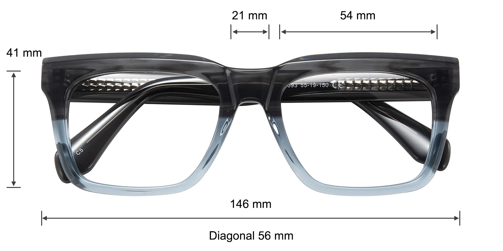 Alston Square Gray/Blue Eyeglasses | GlassesShop