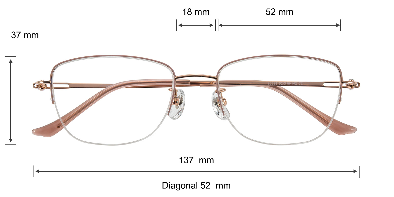 Harper Rectangle Nude Pink/Rose Gold Eyeglasses | GlassesShop