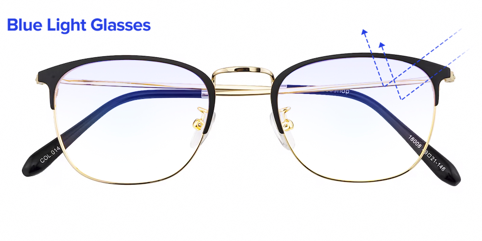 Riverside Oval Black/Golden Blue Light Glasses GlassesShop