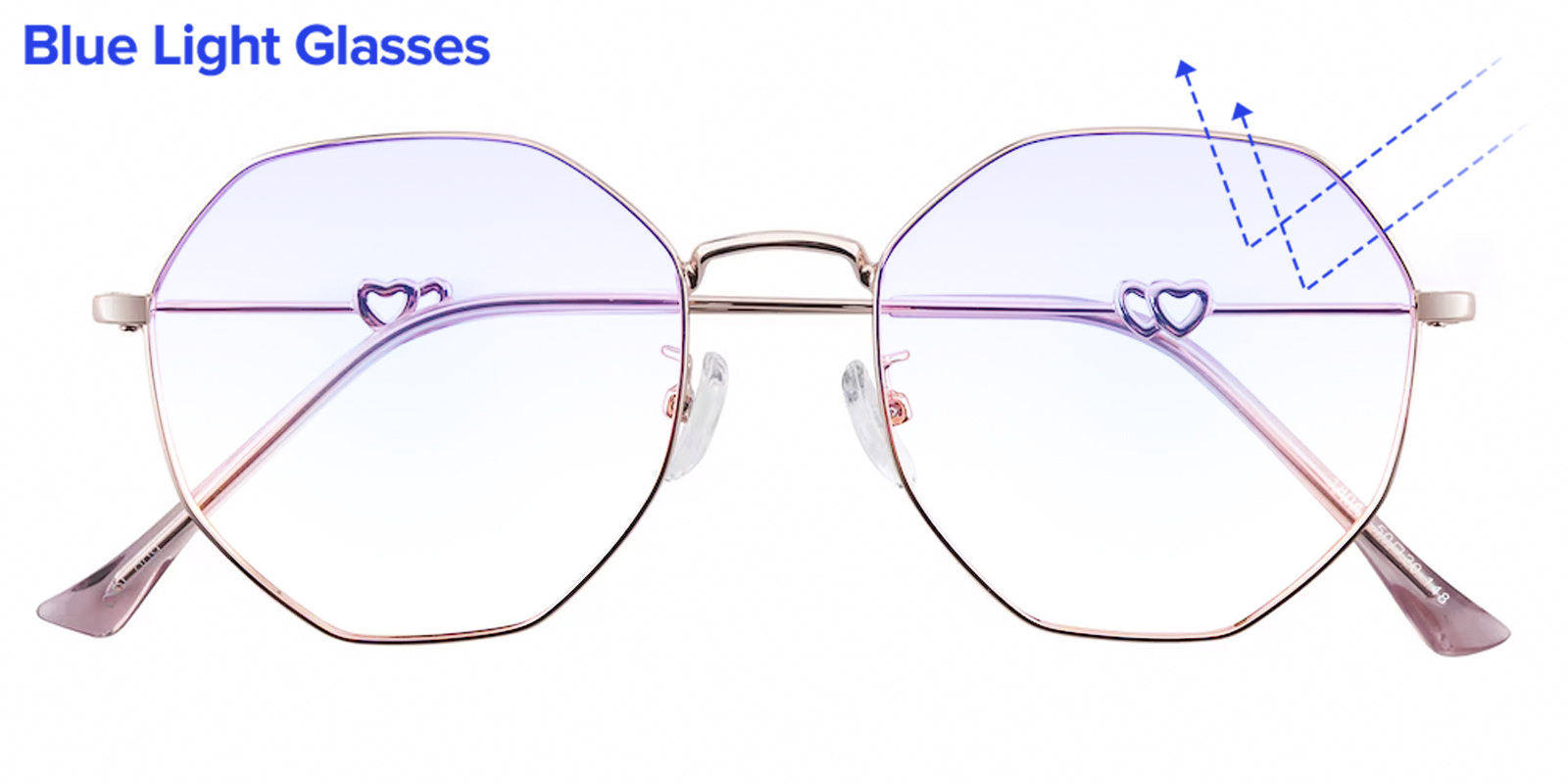 Toledo Polygon Rose Gold Blue Light Glasses | GlassesShop display picture 3