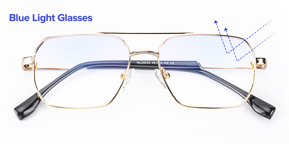 Ansel Aviator Golden Blue Light Glasses | GlassesShop display picture 1