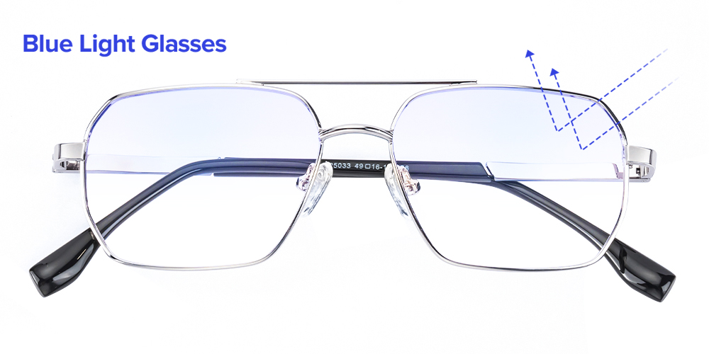 Ansel Aviator Silver Blue Light Glasses | GlassesShop