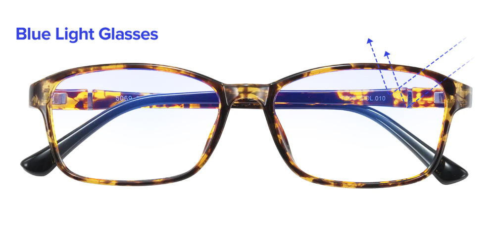 Land Rectangle Tortoise Blue Light Glasses | GlassesShop display picture 1