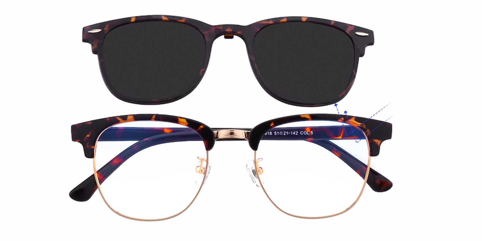 Murphy Browline,Horn,Classic Wayframe Tortoise Blue Light Glasses