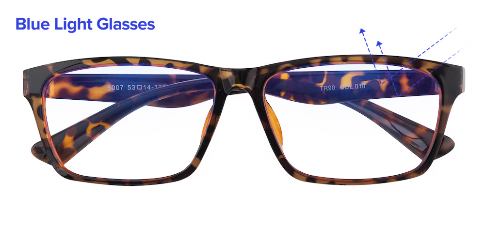 Petersburg Rectangle Tortoise Blue Light Glasses | GlassesShop