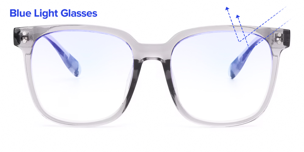 Acadia Square Gray Eyeglasses with Clip-on Sunglasses