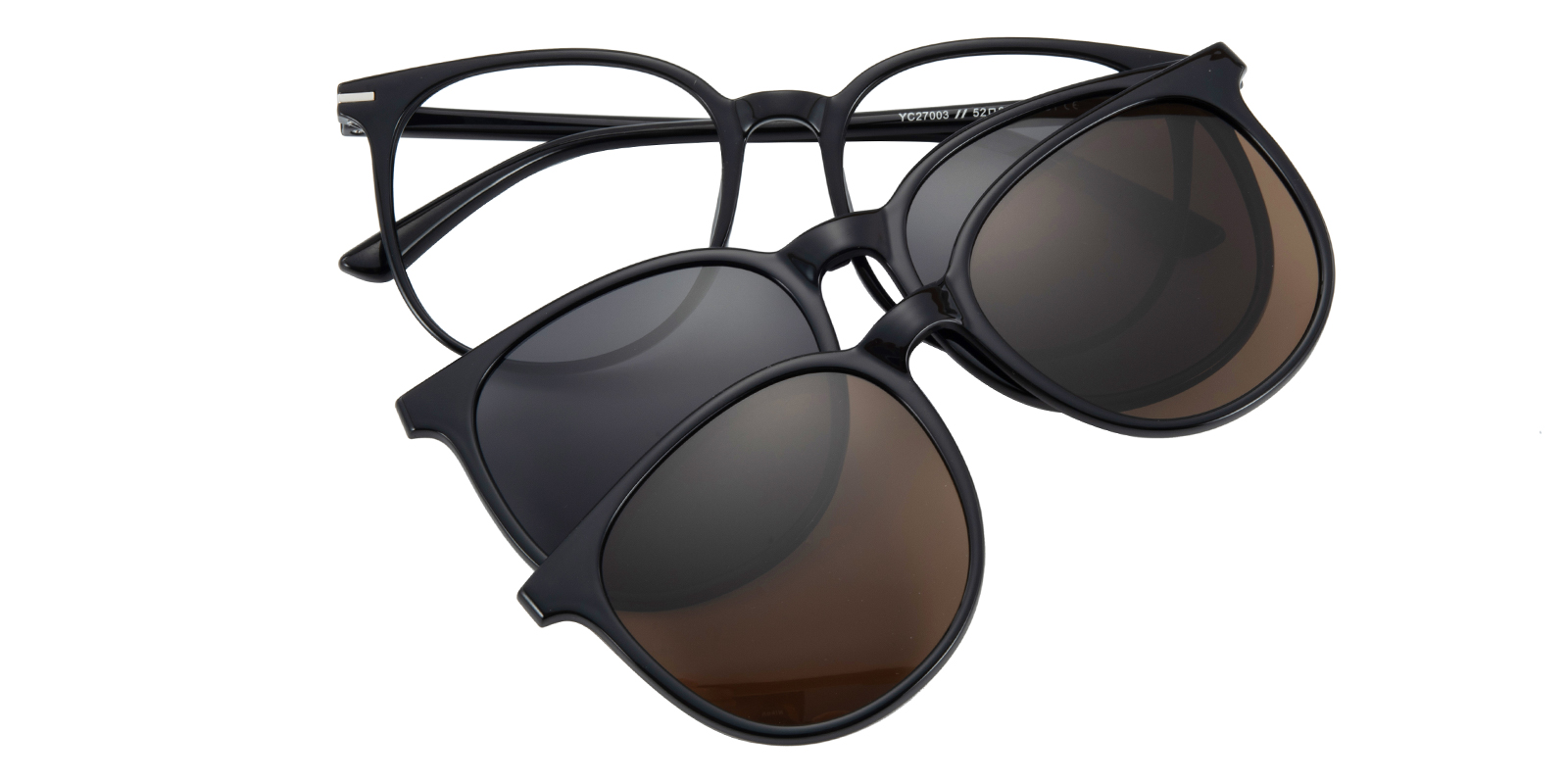 Hoyle Round Black Eyeglasses with Clip-on Sunglasses  display picture 3