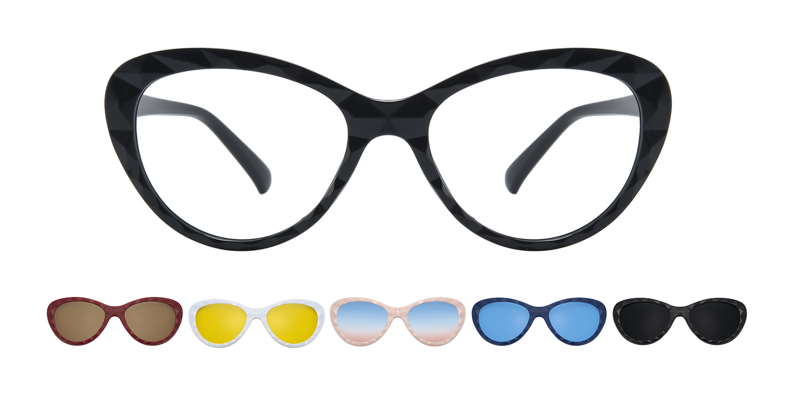 Kent Cat Eye Blue Eyeglasses with Clip-on Sunglasses | Glassesshop