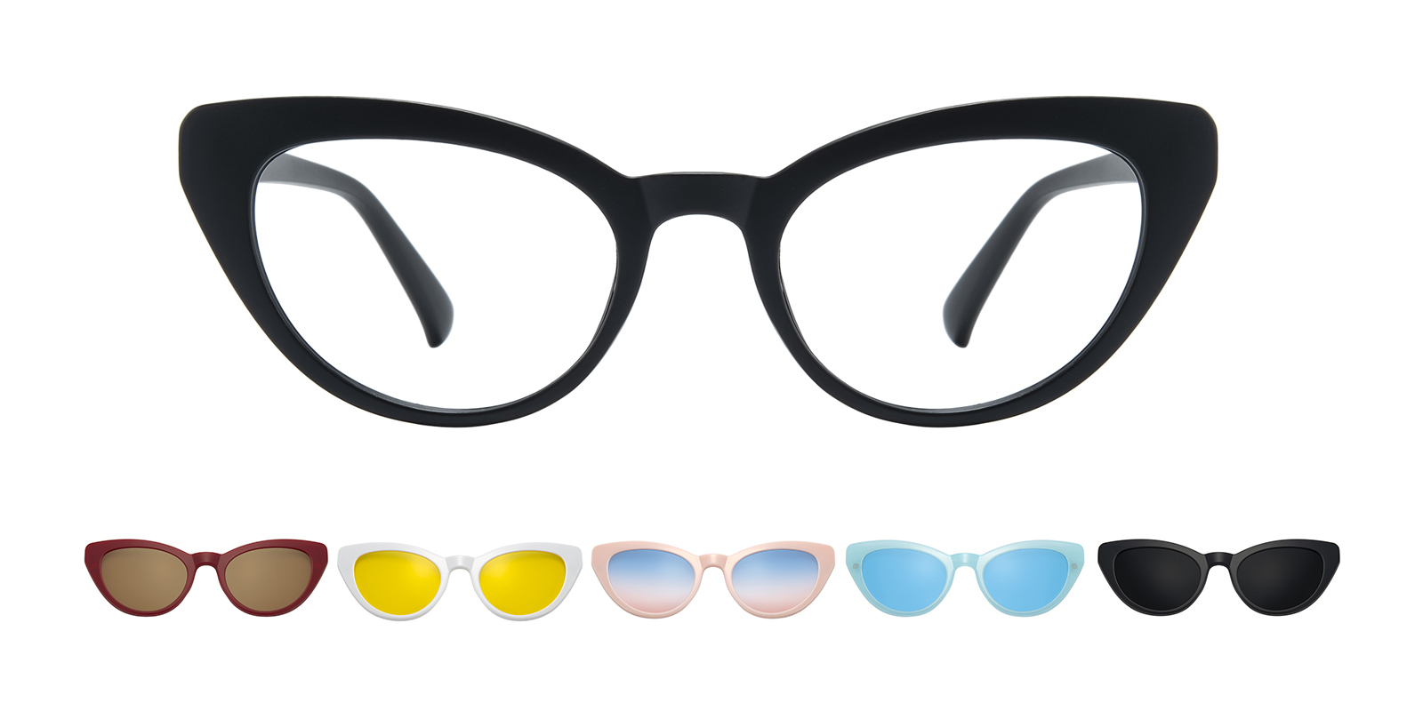 Kent Cat Eye Blue Eyeglasses with Clip-on Sunglasses | Glassesshop