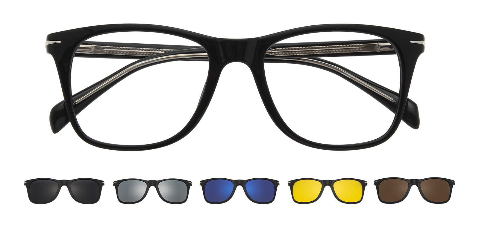 Frankfort Oval Black Eyeglasses with Clip-on Sunglasses| GlassesShop