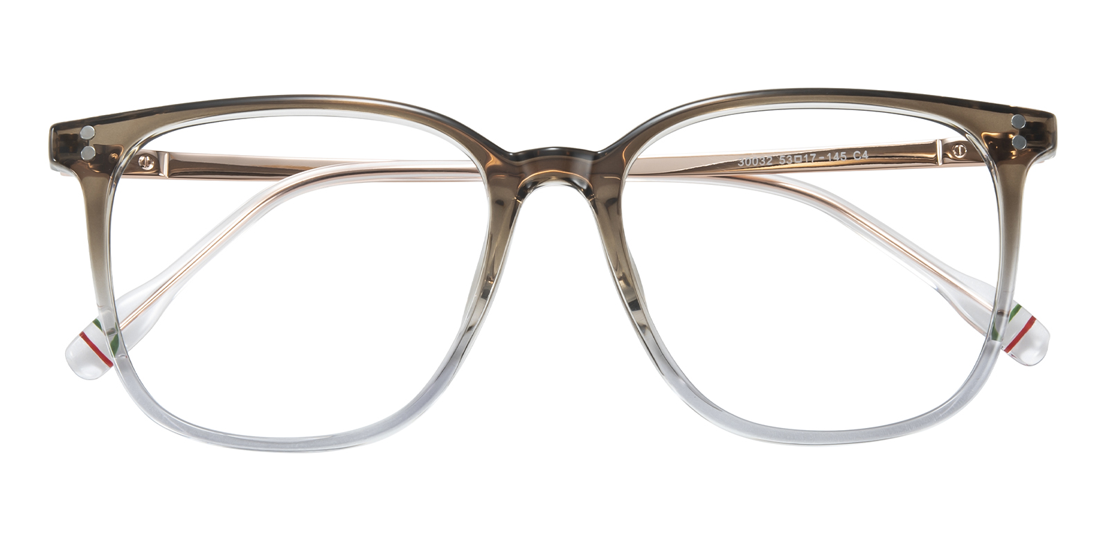 Gulfport Brown,Clear Square TR90 Plastic,Metal Eyeglasses