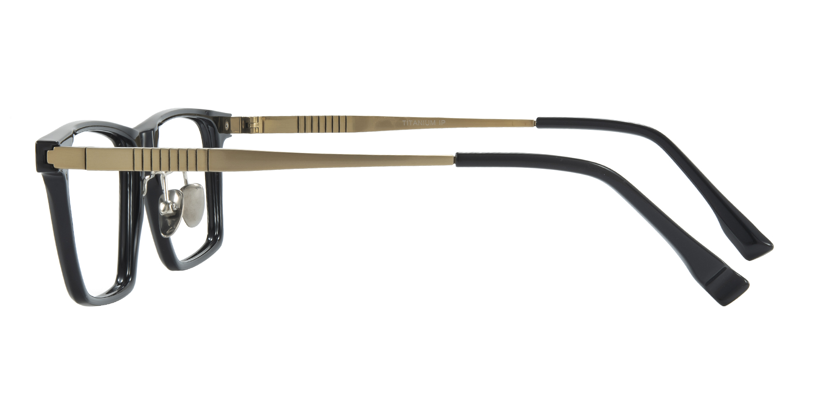 Baron Rectangle Black/Golden Eyeglasses | GlassesShop