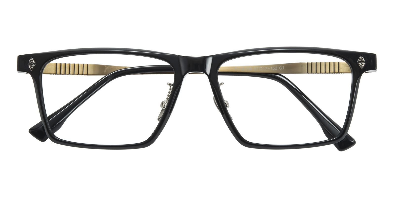 レンズ(ズーム) baron Baron Rectangle Black/Golden Eyeglasses | GlassesShop