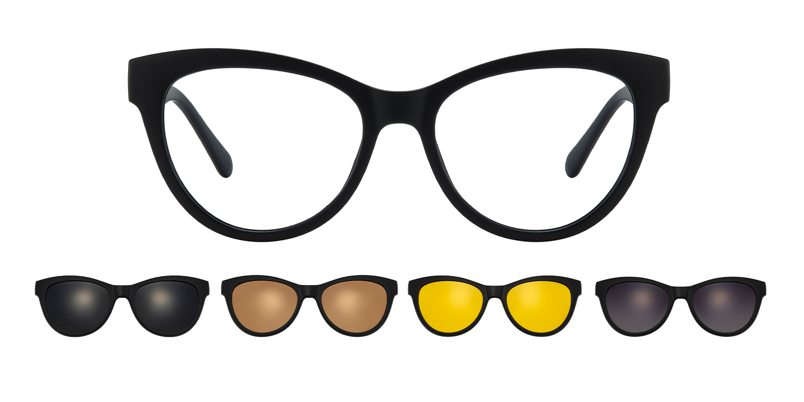 Jeremiah Cat Eye Red Eyeglasses with Clip-on Sunglasses | Glassesshop