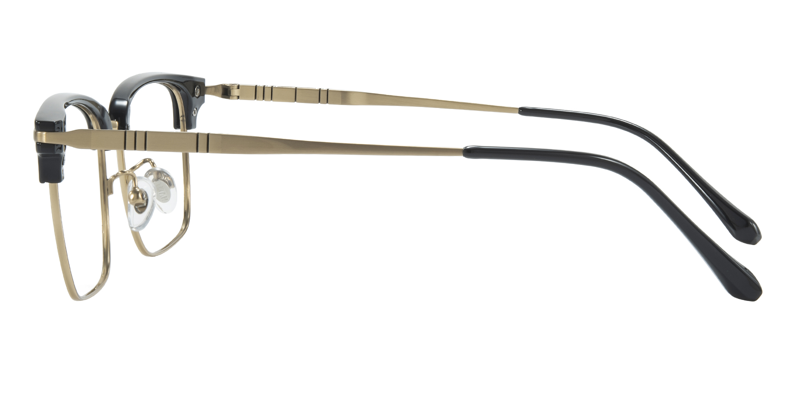 Bradley Rectangle,Browline Black/Golden Eyeglasses | GlassesShop