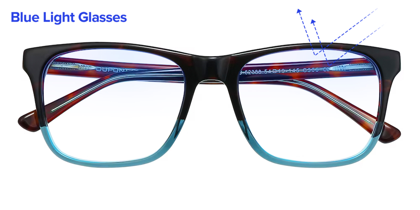 QUAY // ltd ed rectangle bevel tortoise frame blue light glasses We main image 2