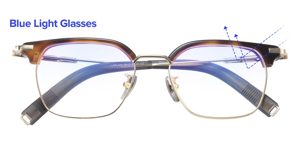 Beaumont Square Tortoise/Golden Blue Light Glasses | GlassesShop