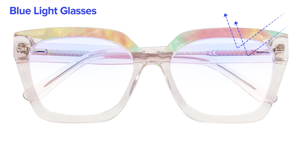 Doreen Square Pink/Floral Blue Light Glasses GlassesShop
