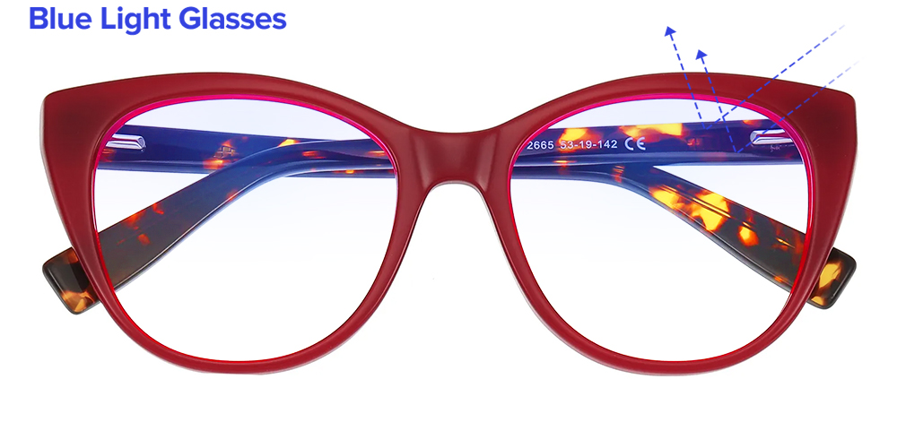 Judith Cat Eye Red Blue Light Glasses | GlassesShop
