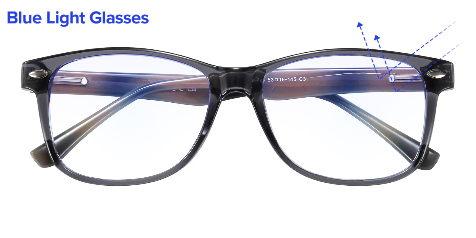 Bernie Rectangle Gray/Tortoise Blue Light Glasses GlassesShop
