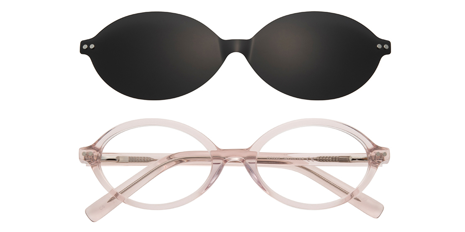 Hulda Oval Pink Eyeglasses with Clip-on Sunglasses| GlassesShop