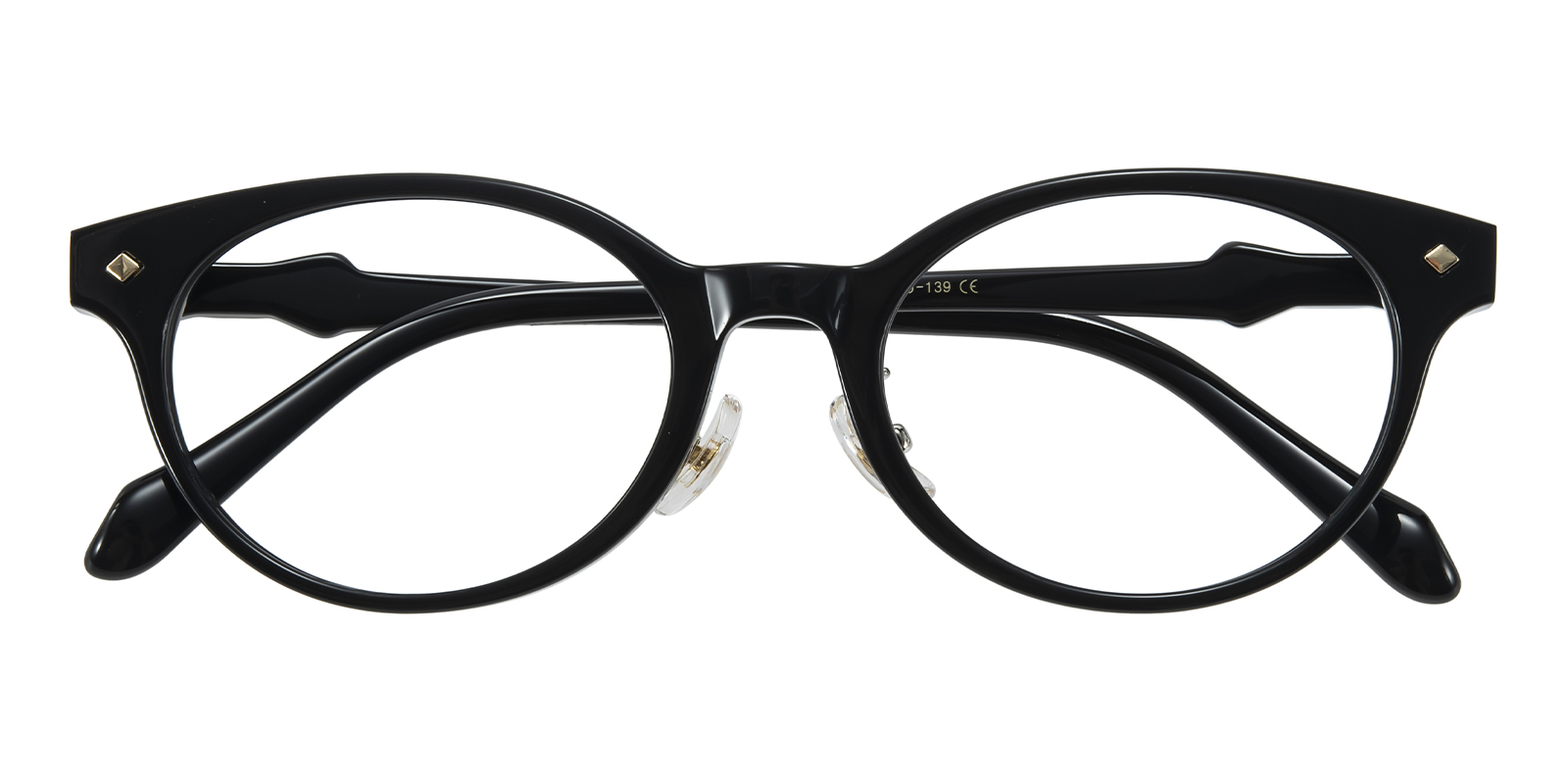 検眼フレーム　58、60、62、64、66、68 CHERRY Dorothy Oval Black Eyeglasses | GlassesShop
