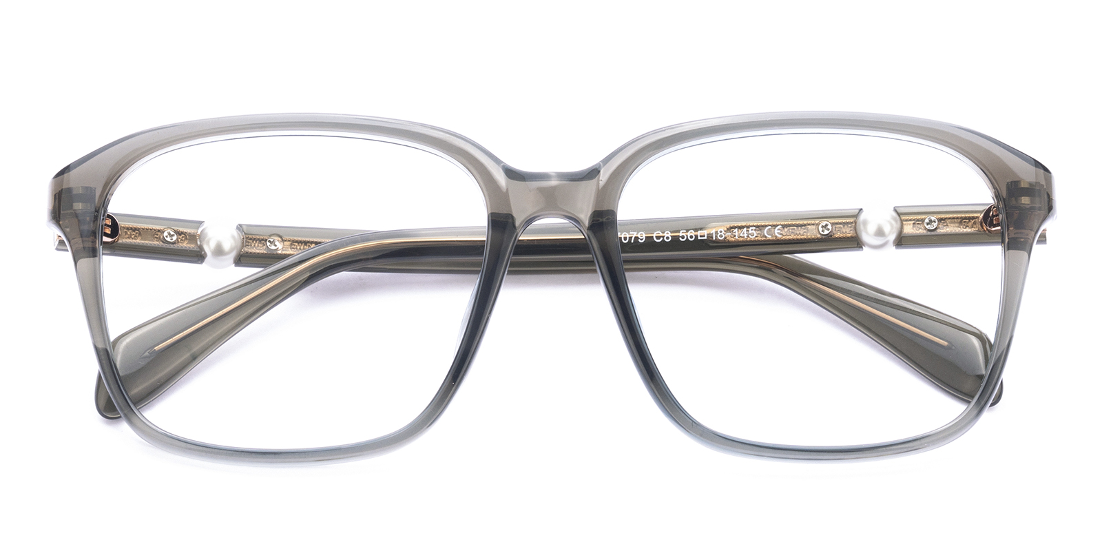 Eloise Square Gray/Fir Green Eyeglasses | GlassesShop