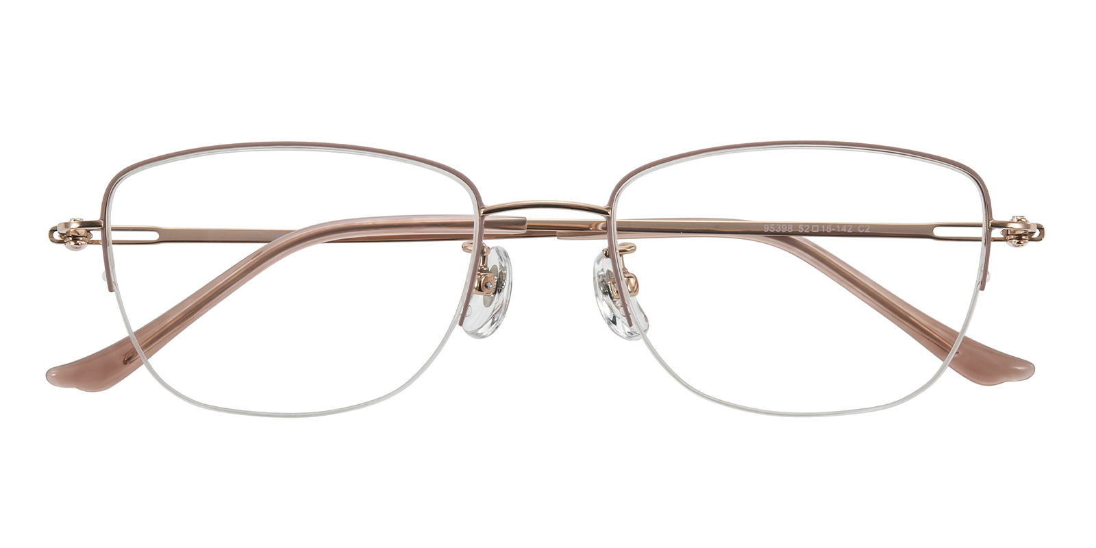 Hanae Mori Rare Titanium Pink Glasses. Semi rimless. Nose pads. Never owned Harper Rectangle Nude Pink/Rose Gold Eyeglasses | GlassesShop main image 4