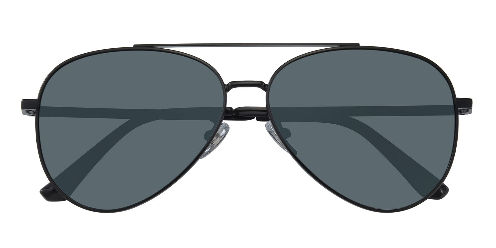 Sleek Black Aviator Sunglasses with Dark Tinted Lenses Aviator Retro Polarized Sunglasses w/ Metal Frame and Black  main image 2