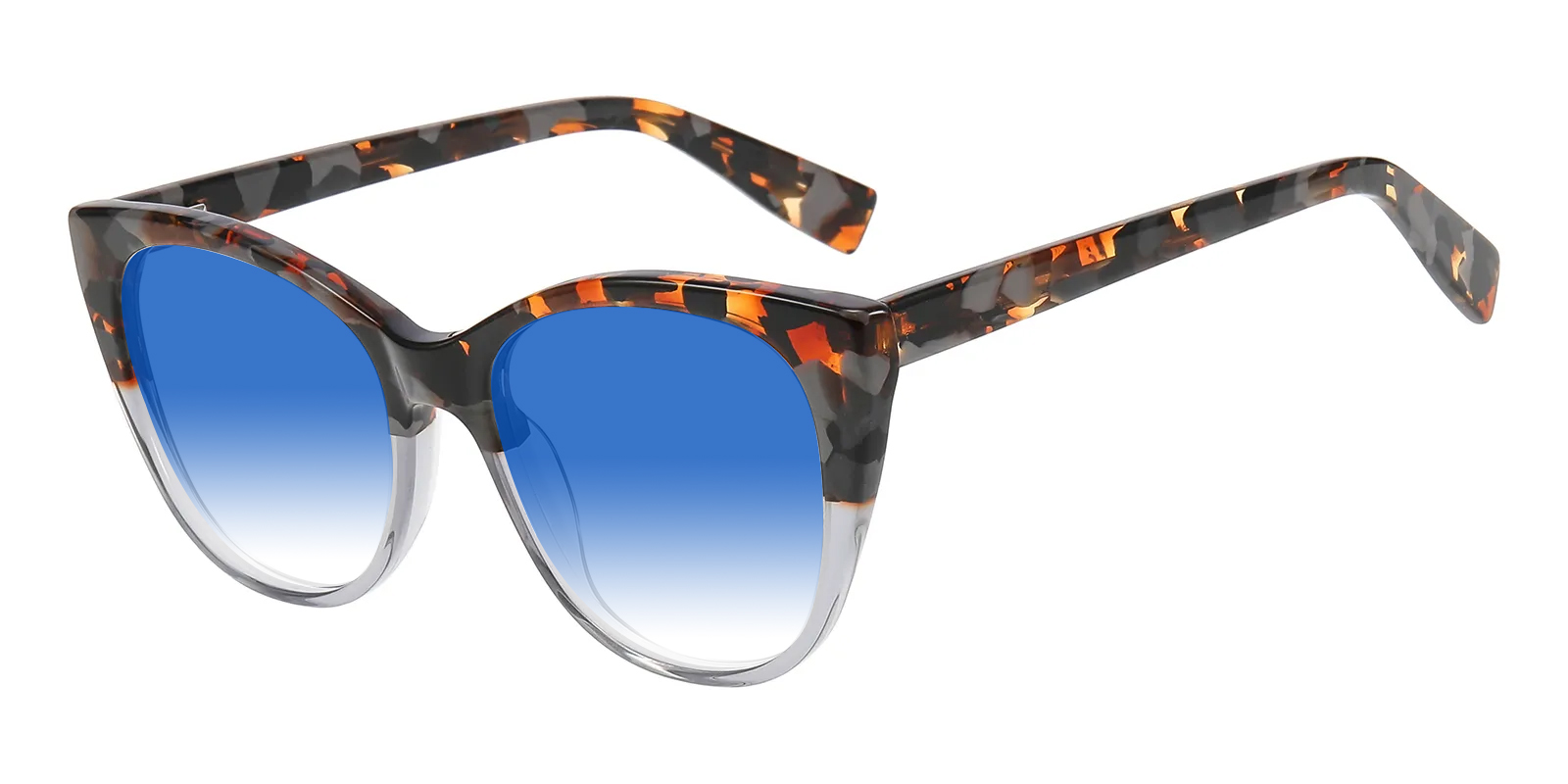 Tortoiseshell Cat-Eye Sunglasses with Blue Gradient Lenses KELSEY | Light Tortoise | Blue Lens – Ryan Simkhai Eyeshop main image 3