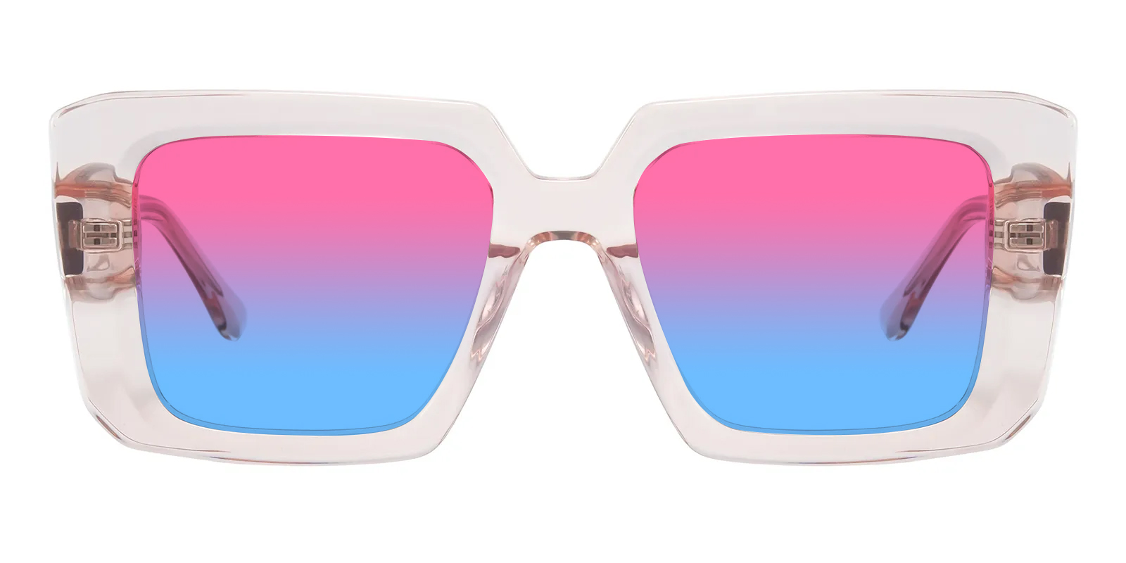 ✨NEW Trendy Pink and Blue Oversized statement Sunglasses 100% S3 Baseball Sunglasses Matte Pink w/ Blue Lens 263-75  main image 3
