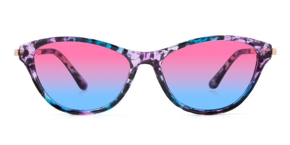 Veronica Cat Eye Purple Floral Sunglasses | GlassesShop display picture 3
