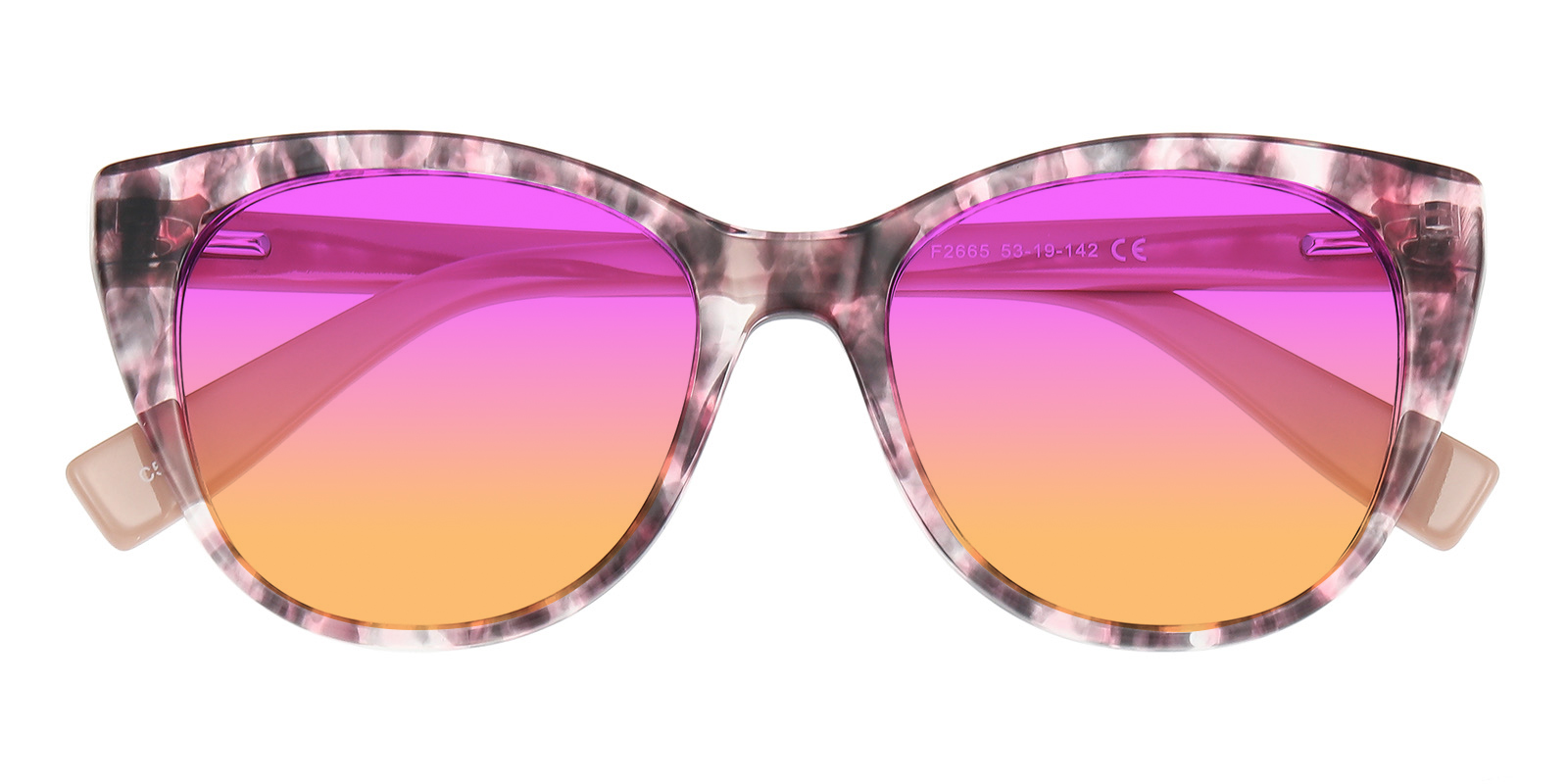 Arcadia Cat Eye Purple Floral Sunglasses | GlassesShop display picture 3