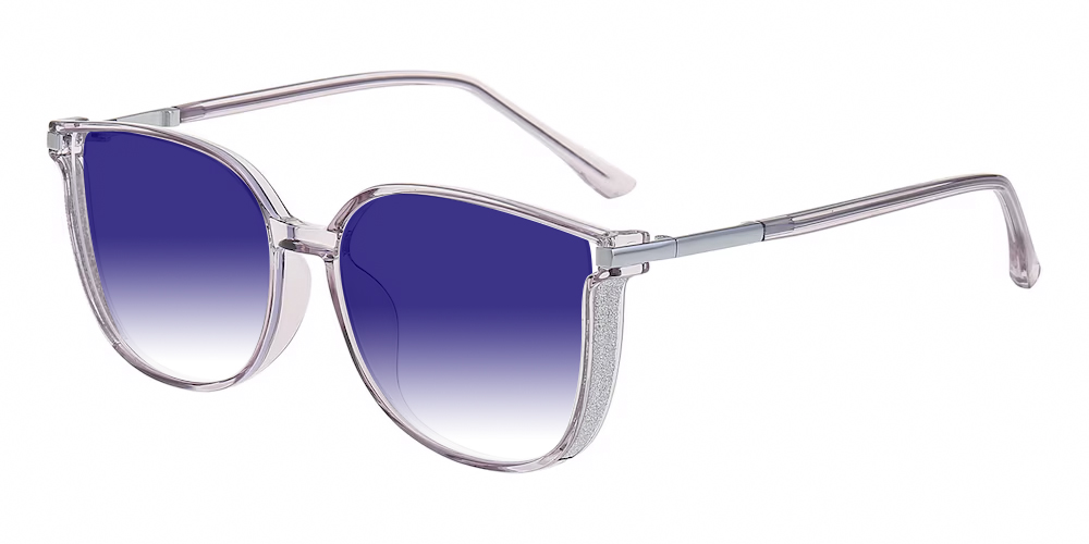 Purple ombre toned sunglasses plastic Stephanie Cat Eye Light Purple Sunglasses | GlassesShop main image 3