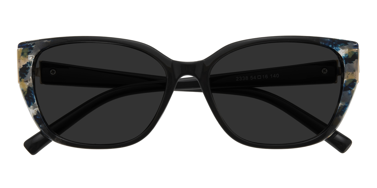 【PHARFAITE】 SGSキャットラクス ブラックM Frederica Cat Eye Black/Floral Sunglasses | GlassesShop