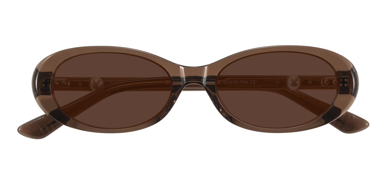 Brown Oval Sunglasses Valentina Transparent Brown Sunglasses — DMY Studios main image 4