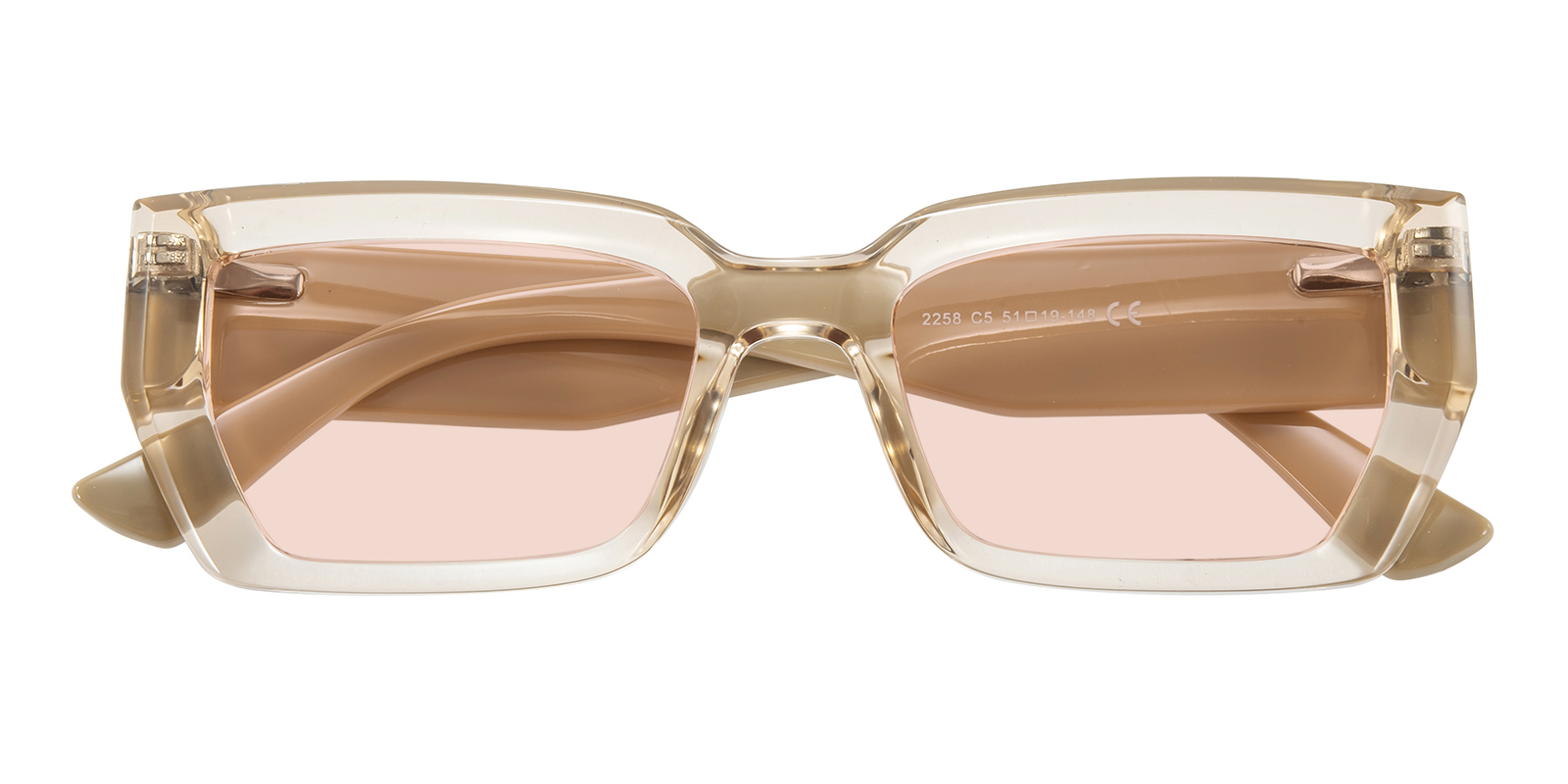 Transparent Champagne Vintage Small Cat Eye sunglasses Bonnie Cat Eye Champagne Sunglasses | GlassesShop main image 2