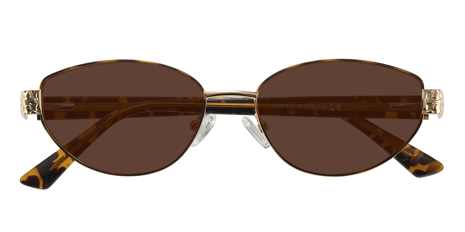 サラキャット Sarah Oval,Cat Eye Tortoise/Golden Eyeglasses | GlassesShop