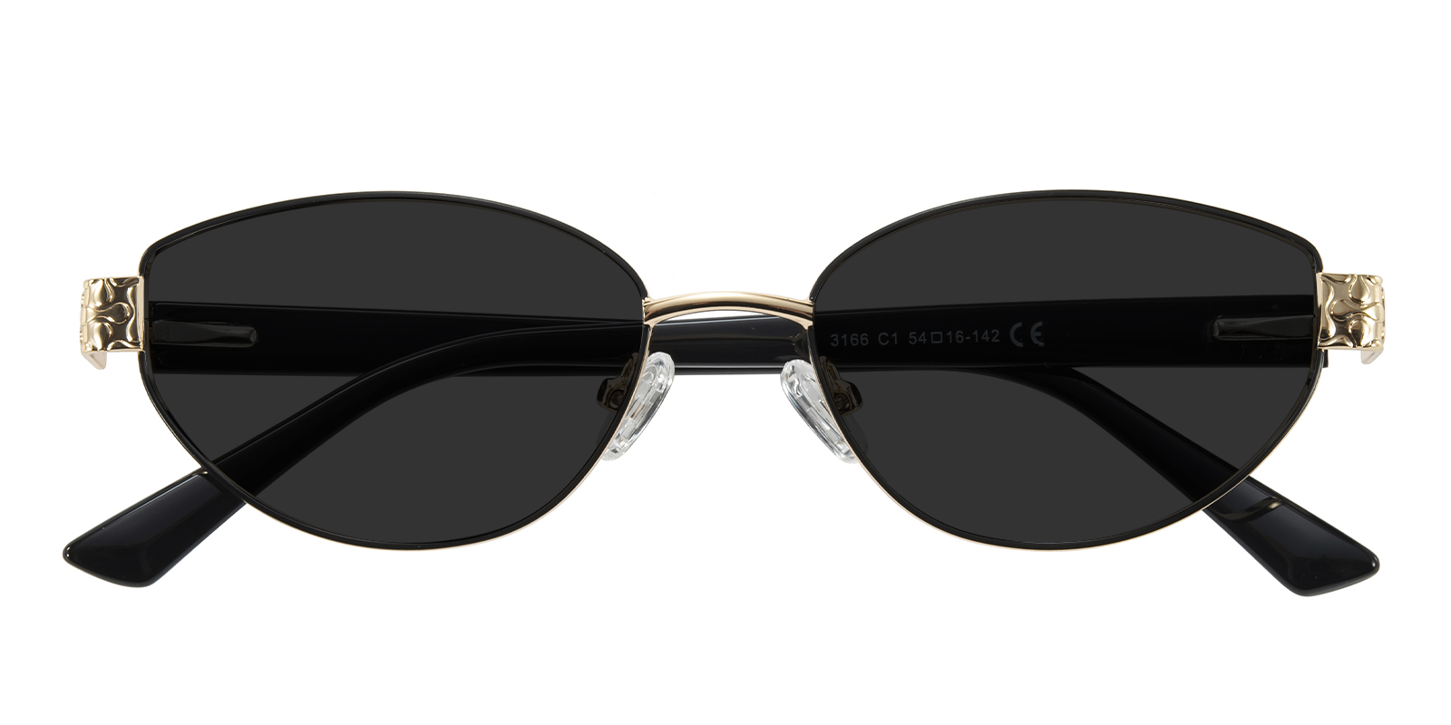 サラキャット Sarah Oval,Cat Eye Black/Golden Eyeglasses | GlassesShop